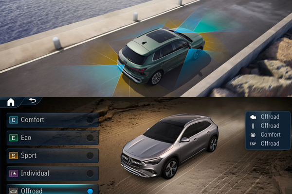 Audi Q3 and Mercedes GLA display and blind spot detection